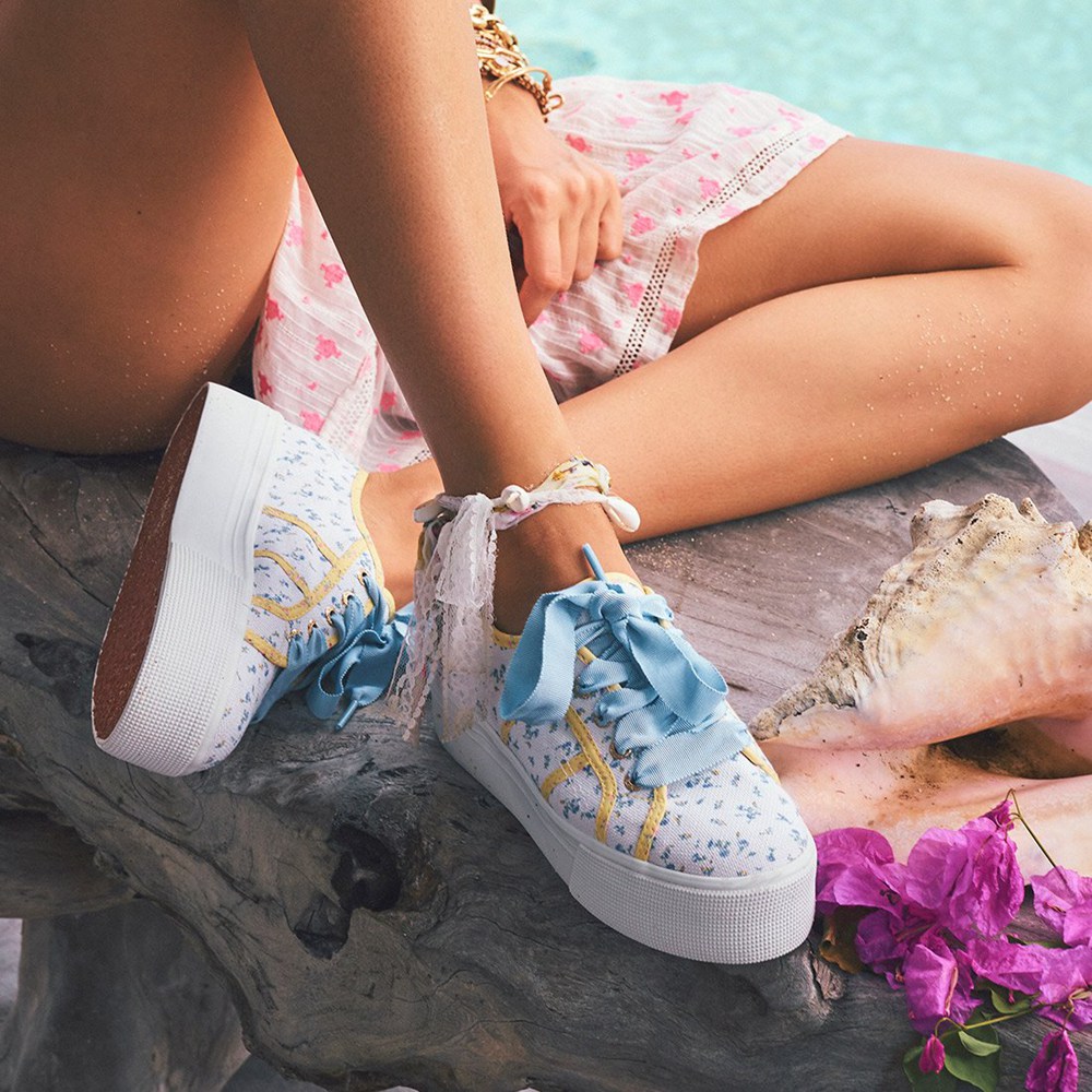 Espadrille Feminino Branco/Azuis - Superga 2790 Fancotbindingsw - MCSLY-8974